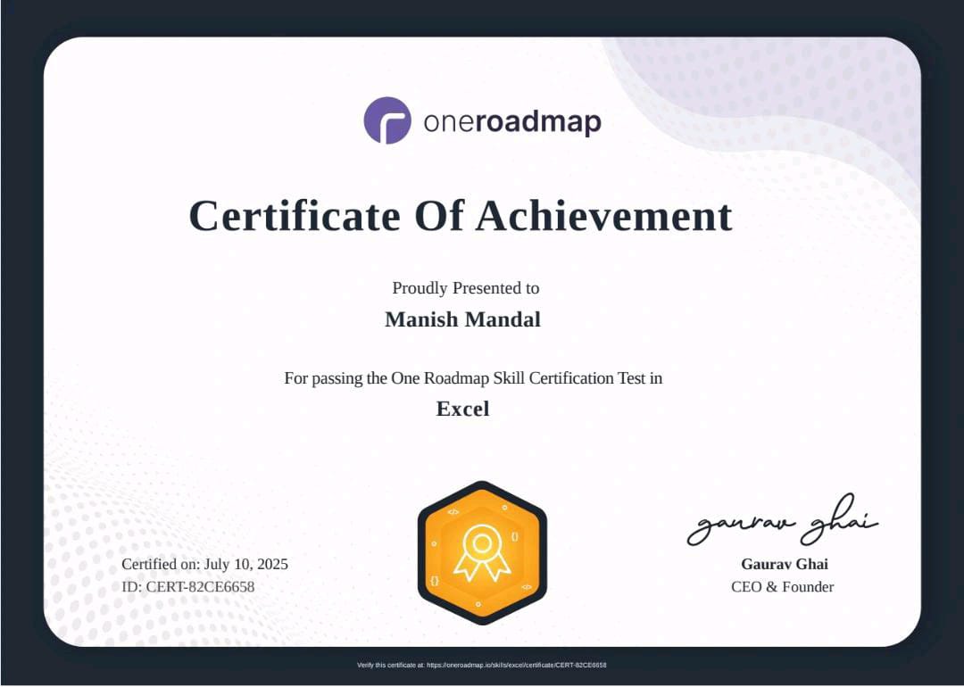 Excel Certificate